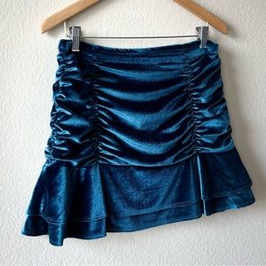 Wild Fable midnight blue crushed velvet ruched skirt